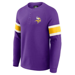 Darius Rucker Collection Waffle-Knit Raglan Long Sleeve Henley T-Shirt - Minnesota Vikings