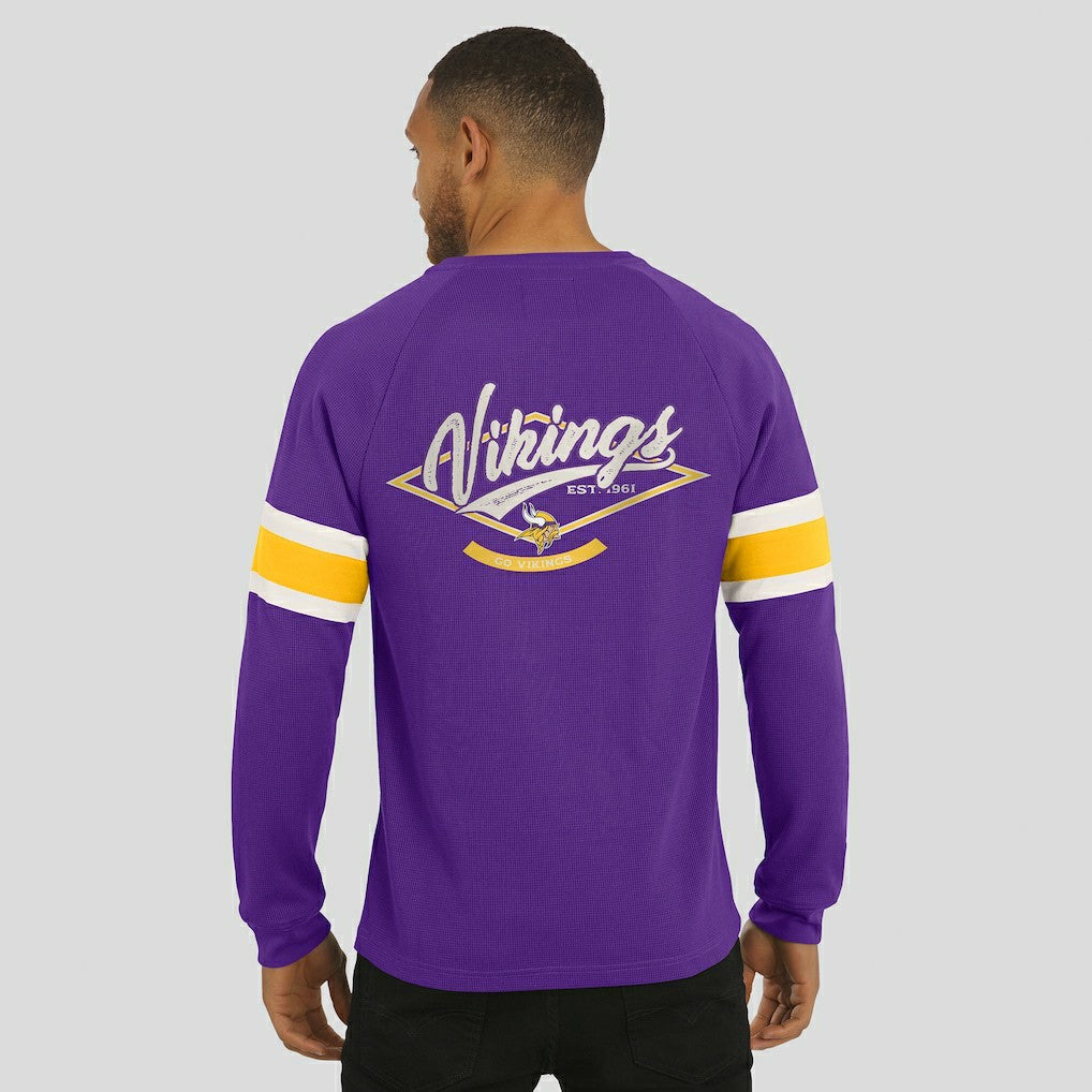 Darius Rucker Collection Waffle-Knit Raglan Long Sleeve Henley T-Shirt - Minnesota Vikings