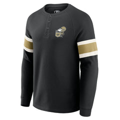 Darius Rucker Collection Waffle-Knit Raglan Long Sleeve Henley T-Shirt - New Orleans Saints