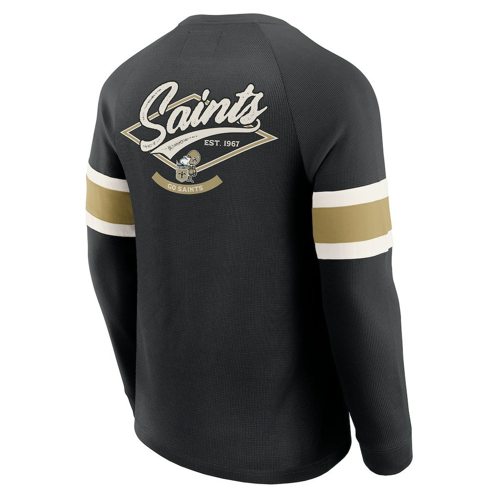 Darius Rucker Collection Waffle-Knit Raglan Long Sleeve Henley T-Shirt - New Orleans Saints