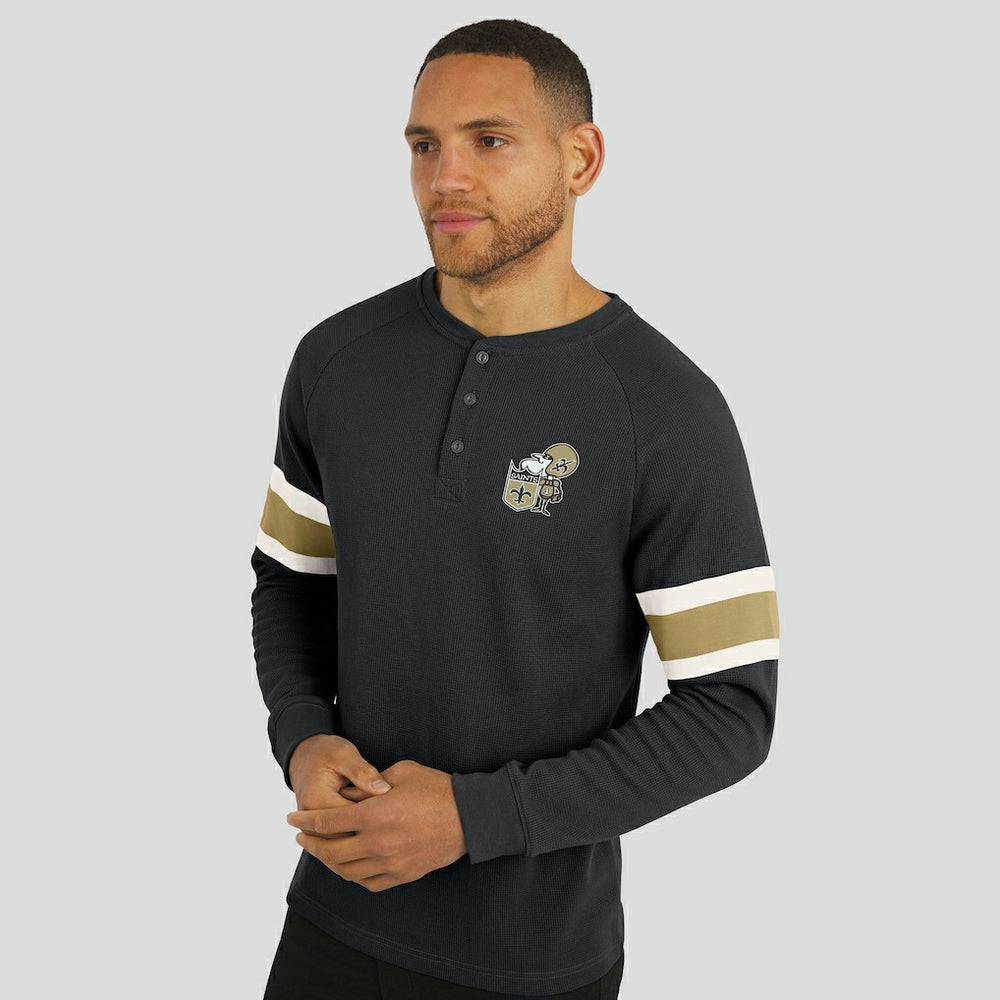 Darius Rucker Collection Waffle-Knit Raglan Long Sleeve Henley T-Shirt - New Orleans Saints