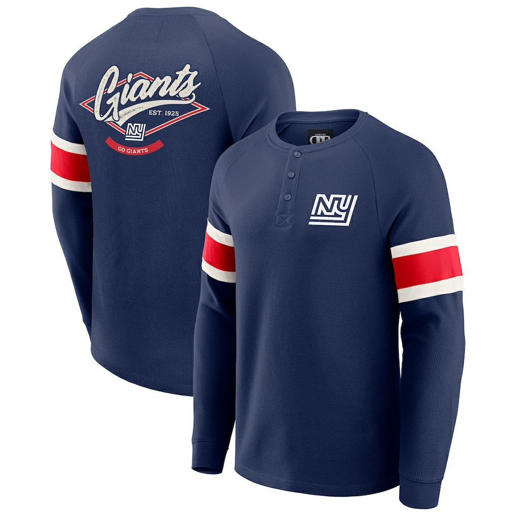 Darius Rucker Collection Waffle-Knit Raglan Long Sleeve Henley T-Shirt - New York Giants