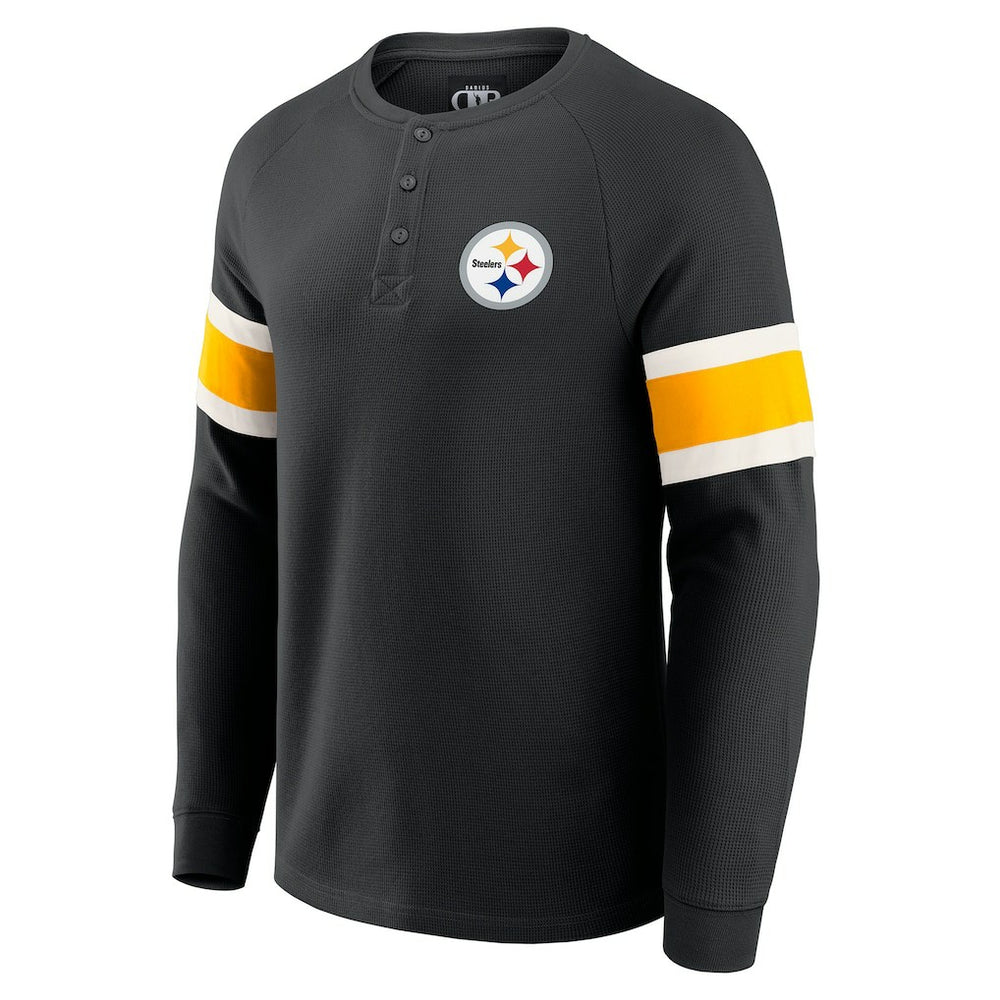 Darius Rucker Collection Waffle-Knit Raglan Long Sleeve Henley T-Shirt - Pittsburgh Steelers