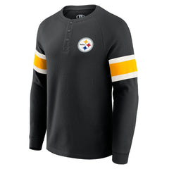 Darius Rucker Collection Waffle-Knit Raglan Long Sleeve Henley T-Shirt - Pittsburgh Steelers