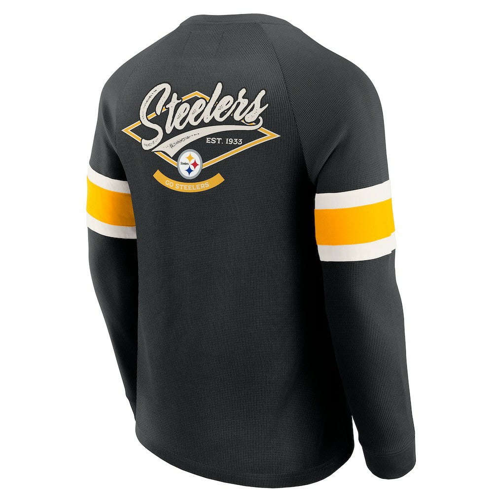 Darius Rucker Collection Waffle-Knit Raglan Long Sleeve Henley T-Shirt - Pittsburgh Steelers