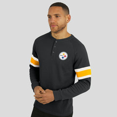 Darius Rucker Collection Waffle-Knit Raglan Long Sleeve Henley T-Shirt - Pittsburgh Steelers