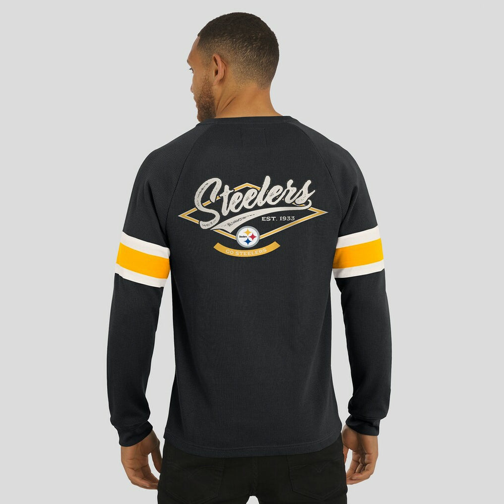 Darius Rucker Collection Waffle-Knit Raglan Long Sleeve Henley T-Shirt - Pittsburgh Steelers