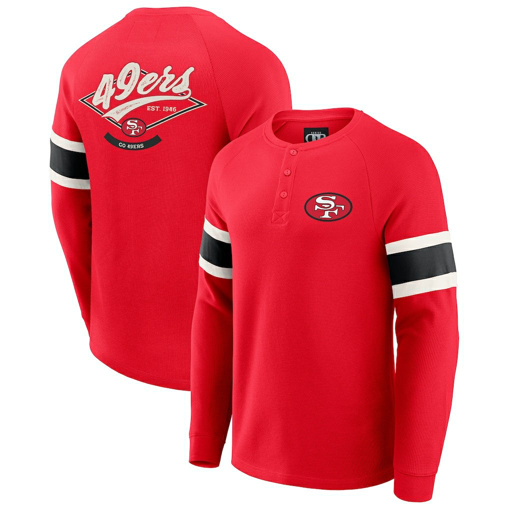 Darius Rucker Collection Waffle-Knit Raglan Long Sleeve Henley T-Shirt - San Francisco 49ers