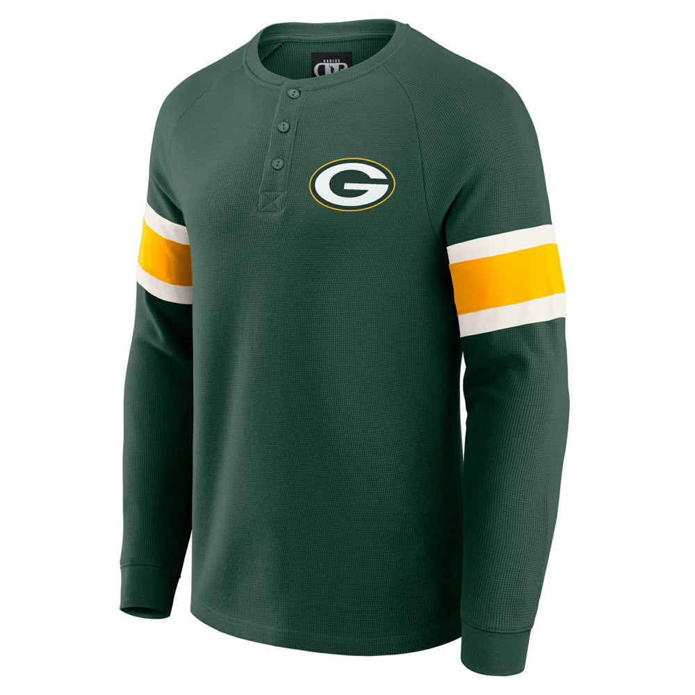 Darius Rucker Collection Waffle-Knit Raglan Long Sleeve Henley T-Shirt - Green Bay Packers