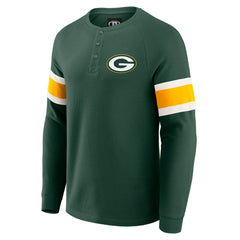 Darius Rucker Collection Waffle-Knit Raglan Long Sleeve Henley T-Shirt - Green Bay Packers