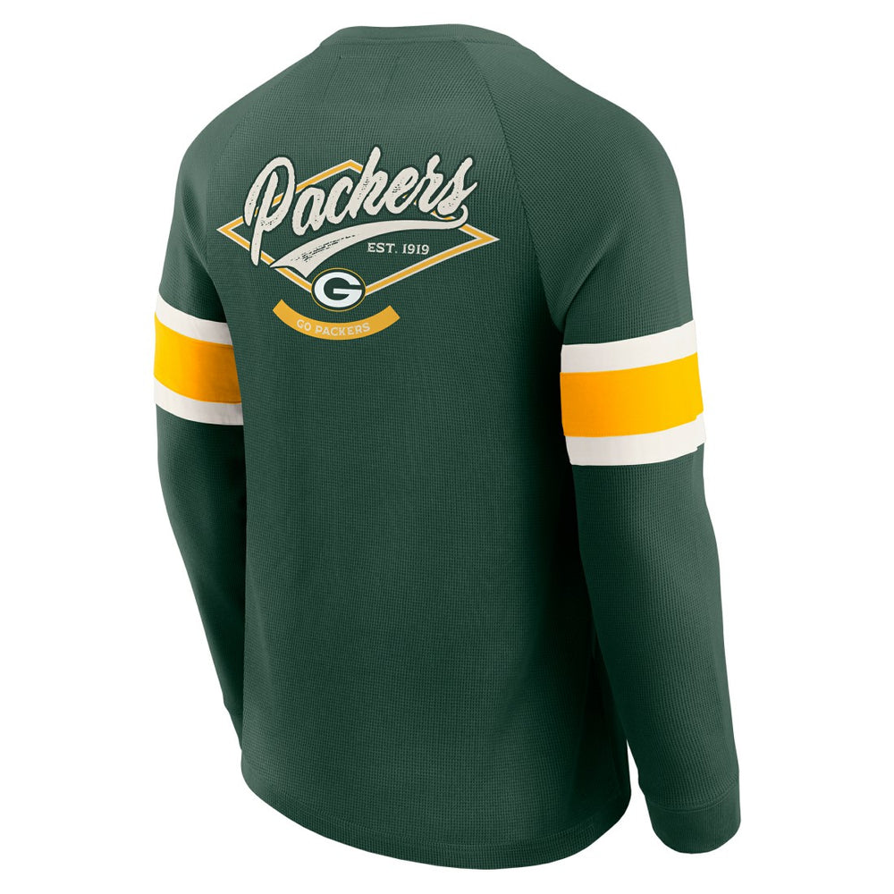 Darius Rucker Collection Waffle-Knit Raglan Long Sleeve Henley T-Shirt - Green Bay Packers