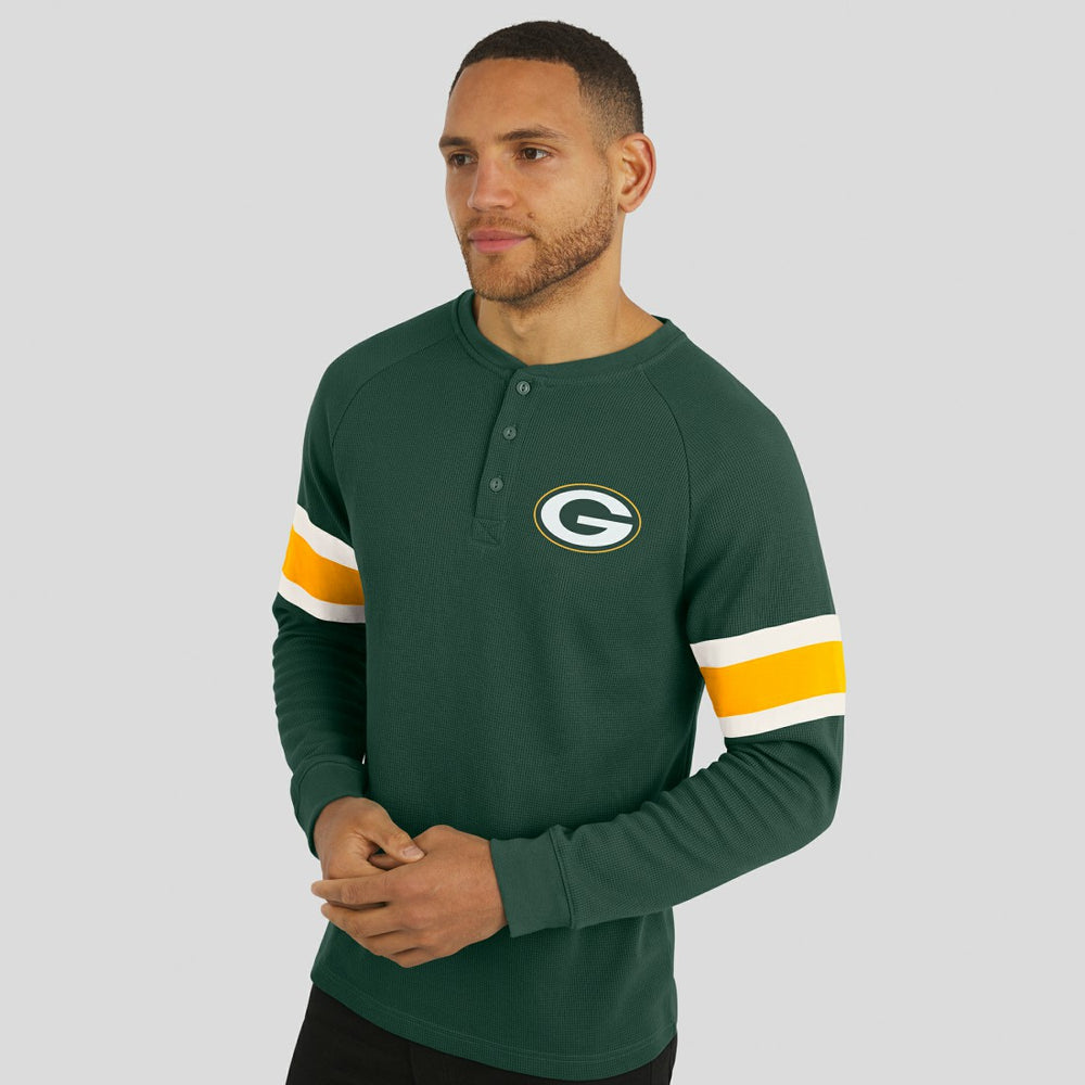 Darius Rucker Collection Waffle-Knit Raglan Long Sleeve Henley T-Shirt - Green Bay Packers
