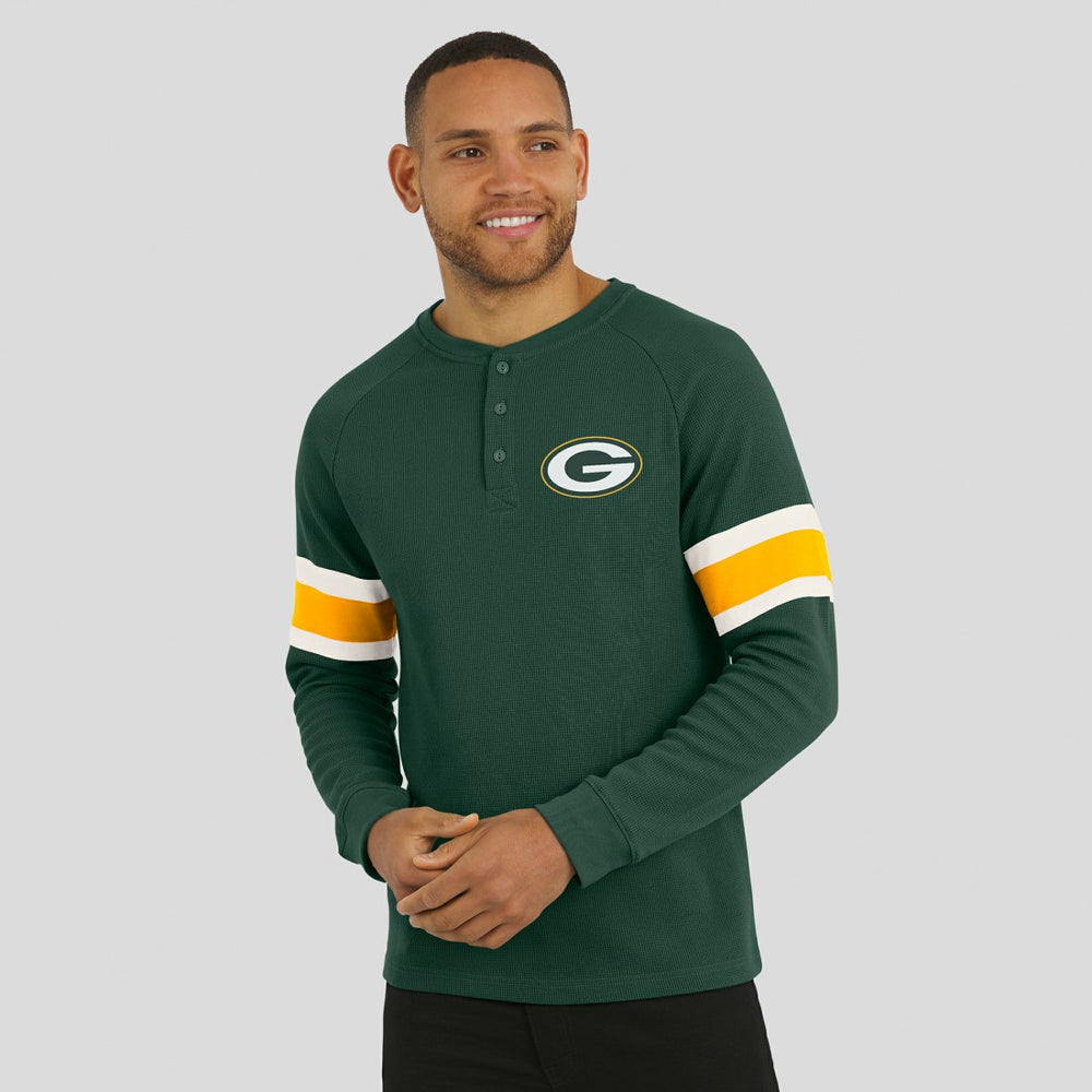 Darius Rucker Collection Waffle-Knit Raglan Long Sleeve Henley T-Shirt - Green Bay Packers
