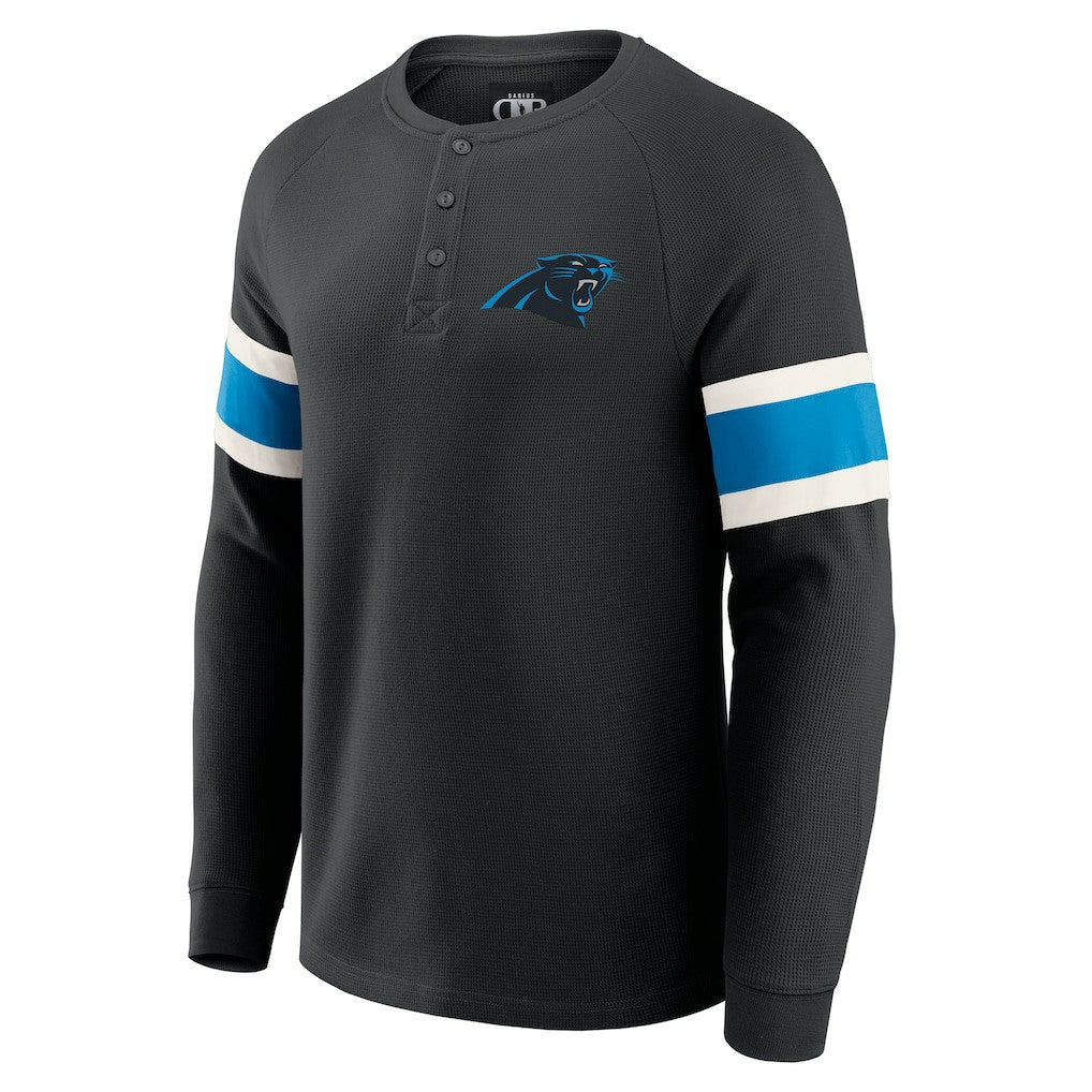 Darius Rucker Collection Waffle-Knit Raglan Long Sleeve Henley T-Shirt - Carolina Panthers