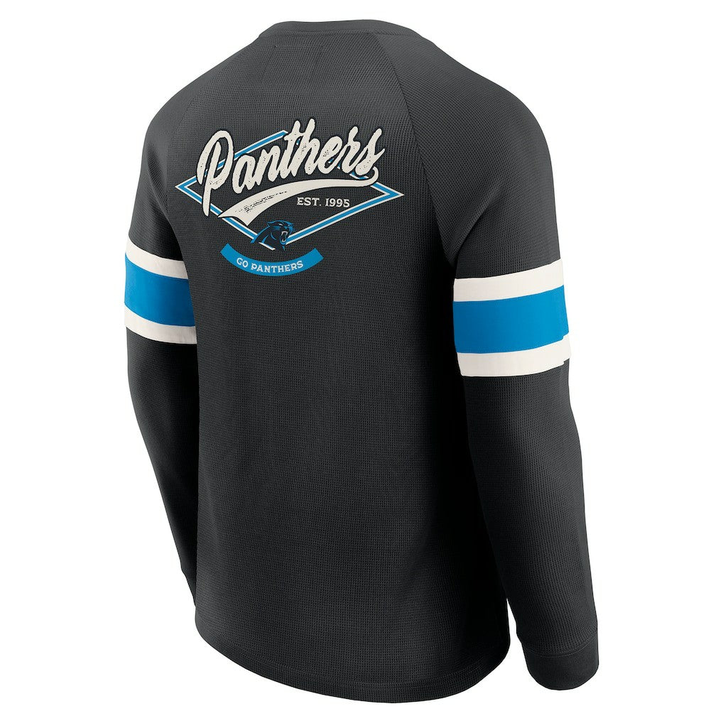 Darius Rucker Collection Waffle-Knit Raglan Long Sleeve Henley T-Shirt - Carolina Panthers