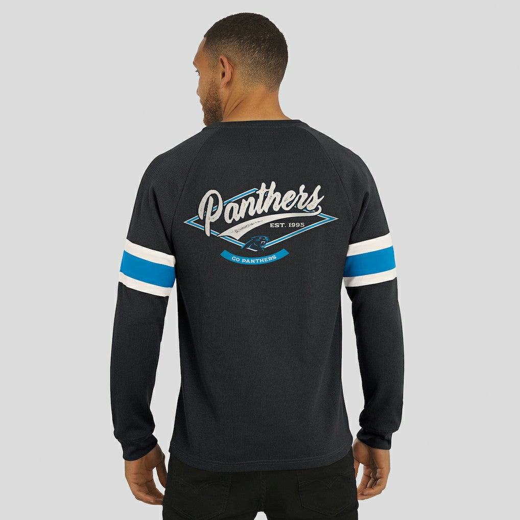 Darius Rucker Collection Waffle-Knit Raglan Long Sleeve Henley T-Shirt - Carolina Panthers