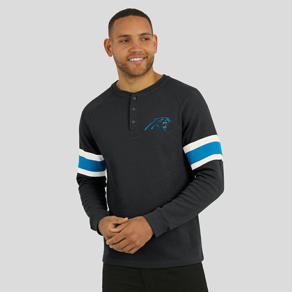 Darius Rucker Collection Waffle-Knit Raglan Long Sleeve Henley T-Shirt - Carolina Panthers