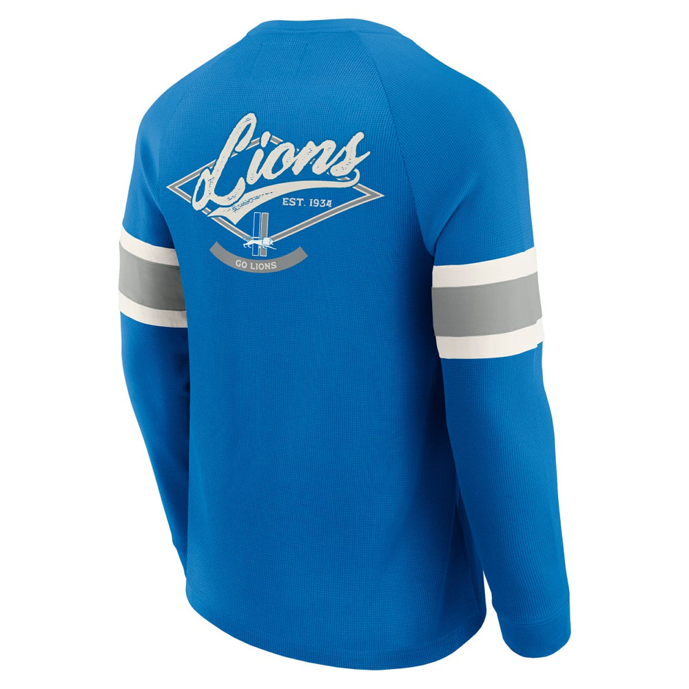 Darius Rucker Collection Waffle-Knit Raglan Long Sleeve Henley T-Shirt - Detroit Lions
