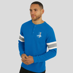 Darius Rucker Collection Waffle-Knit Raglan Long Sleeve Henley T-Shirt - Detroit Lions