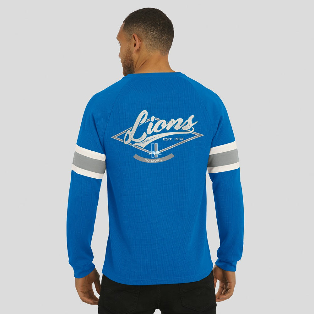 Darius Rucker Collection Waffle-Knit Raglan Long Sleeve Henley T-Shirt - Detroit Lions