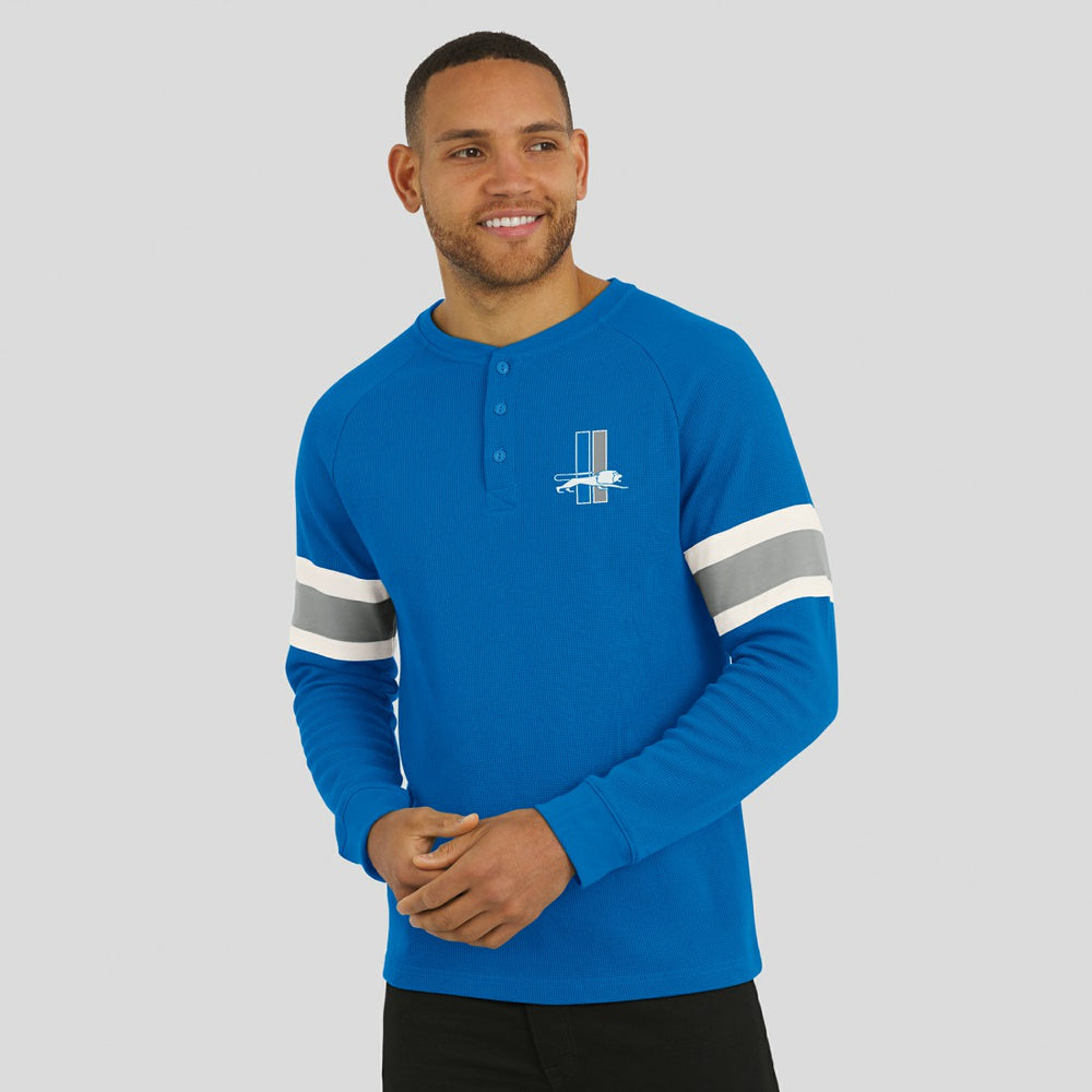 Darius Rucker Collection Waffle-Knit Raglan Long Sleeve Henley T-Shirt - Detroit Lions