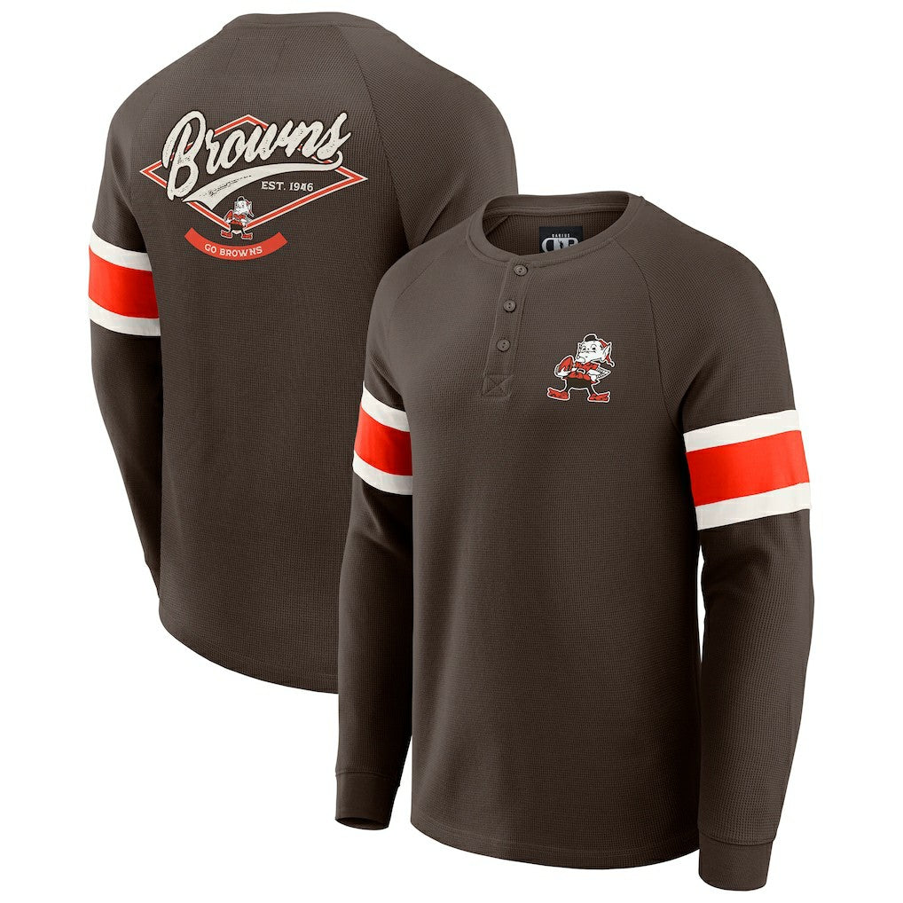 Darius Rucker Collection Waffle-Knit Raglan Long Sleeve Henley T-Shirt - Cleveland Browns