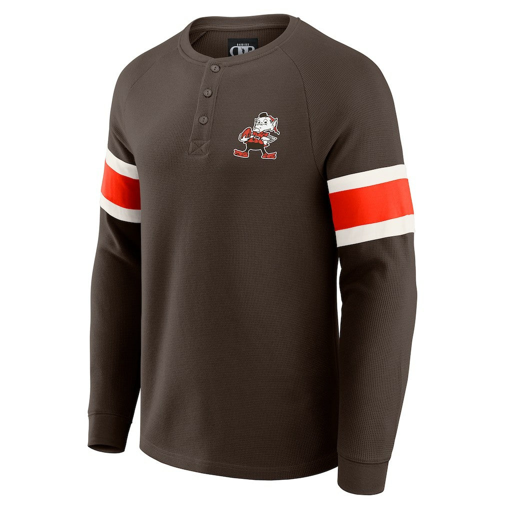 Darius Rucker Collection Waffle-Knit Raglan Long Sleeve Henley T-Shirt - Cleveland Browns