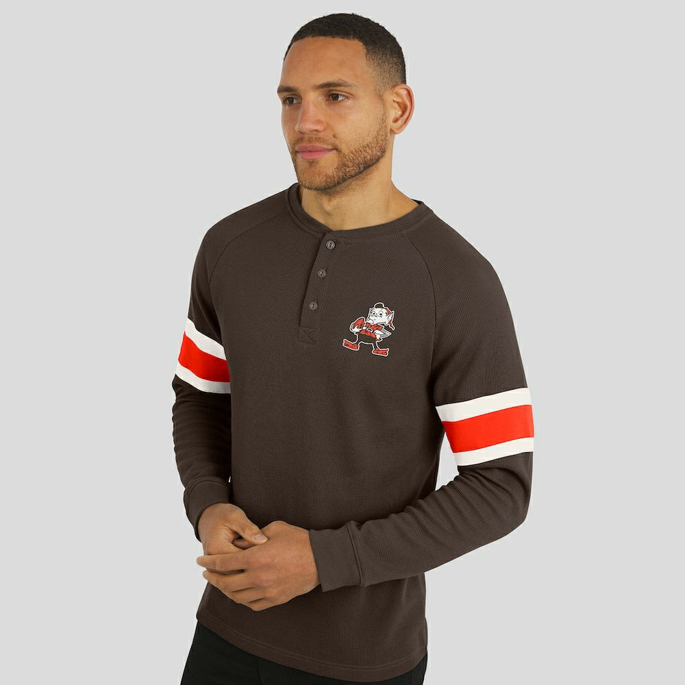 Darius Rucker Collection Waffle-Knit Raglan Long Sleeve Henley T-Shirt - Cleveland Browns