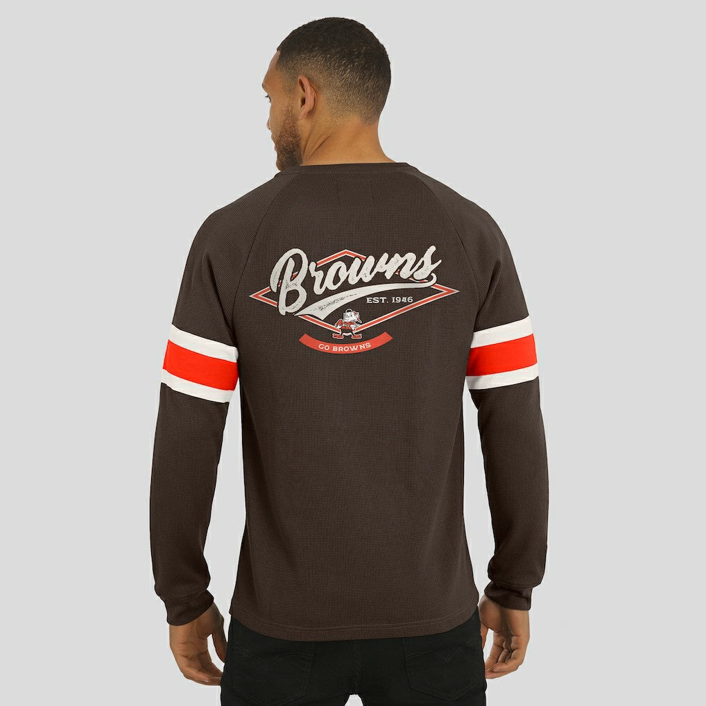 Darius Rucker Collection Waffle-Knit Raglan Long Sleeve Henley T-Shirt - Cleveland Browns