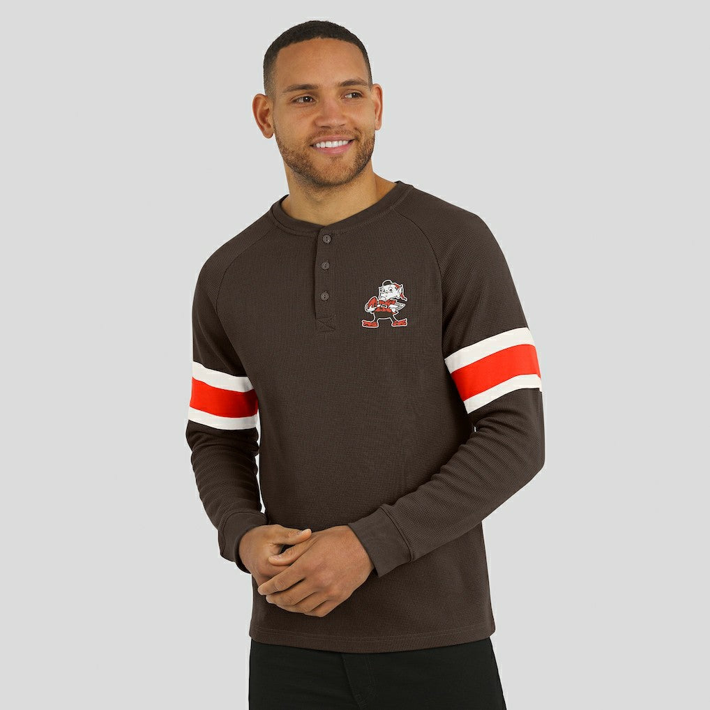 Darius Rucker Collection Waffle-Knit Raglan Long Sleeve Henley T-Shirt - Cleveland Browns