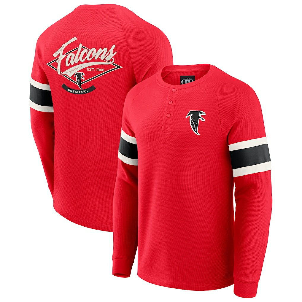 Darius Rucker Collection Waffle-Knit Raglan Long Sleeve Henley T-Shirt - Atlanta Falcons