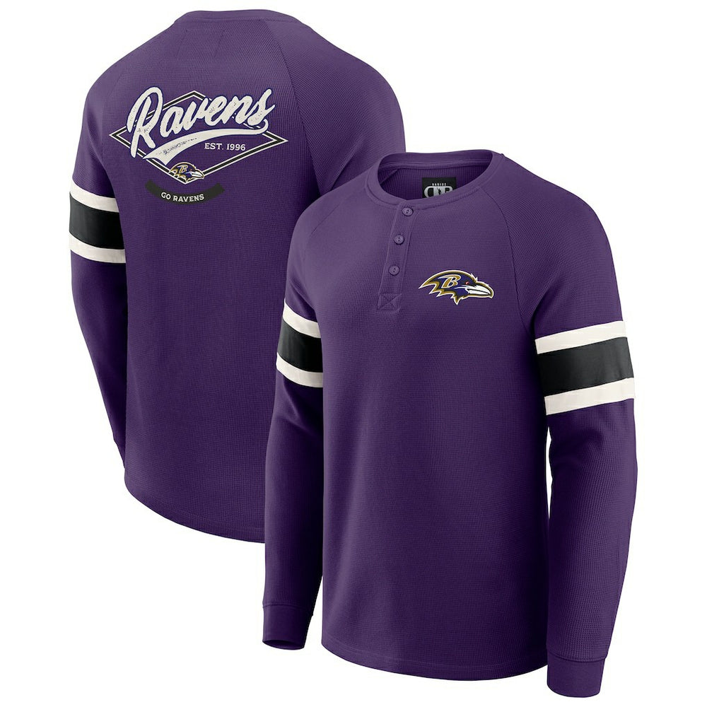 Darius Rucker Collection Waffle-Knit Raglan Long Sleeve Henley T-Shirt - Baltimore Ravens