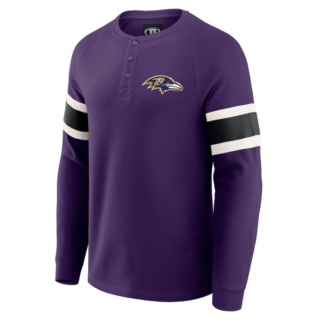 Darius Rucker Collection Waffle-Knit Raglan Long Sleeve Henley T-Shirt - Baltimore Ravens