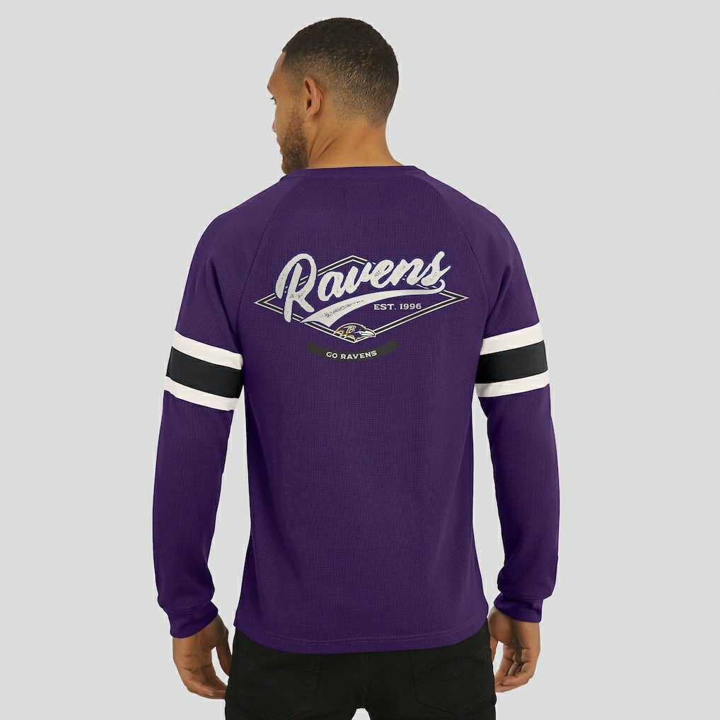 Darius Rucker Collection Waffle-Knit Raglan Long Sleeve Henley T-Shirt - Baltimore Ravens