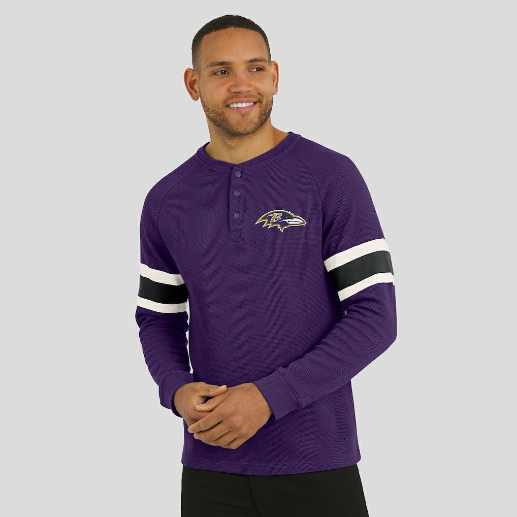 Darius Rucker Collection Waffle-Knit Raglan Long Sleeve Henley T-Shirt - Baltimore Ravens