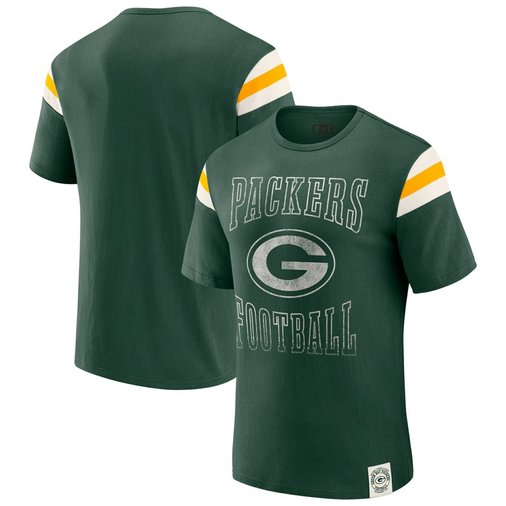 Darius Rucker Collection Football Stripe Sleeve T-Shirt - Green Bay Packers