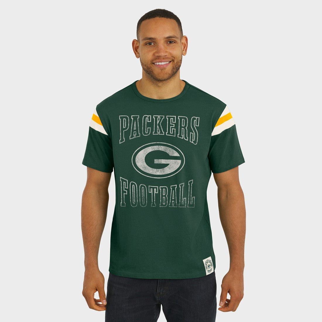 Darius Rucker Collection Football Stripe Sleeve T-Shirt - Green Bay Packers