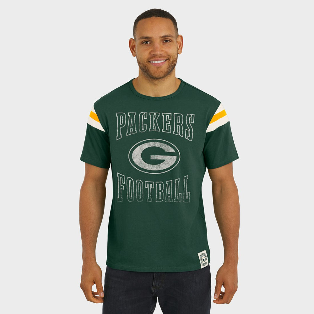 Darius Rucker Collection Football Stripe Sleeve T-Shirt - Green Bay Packers