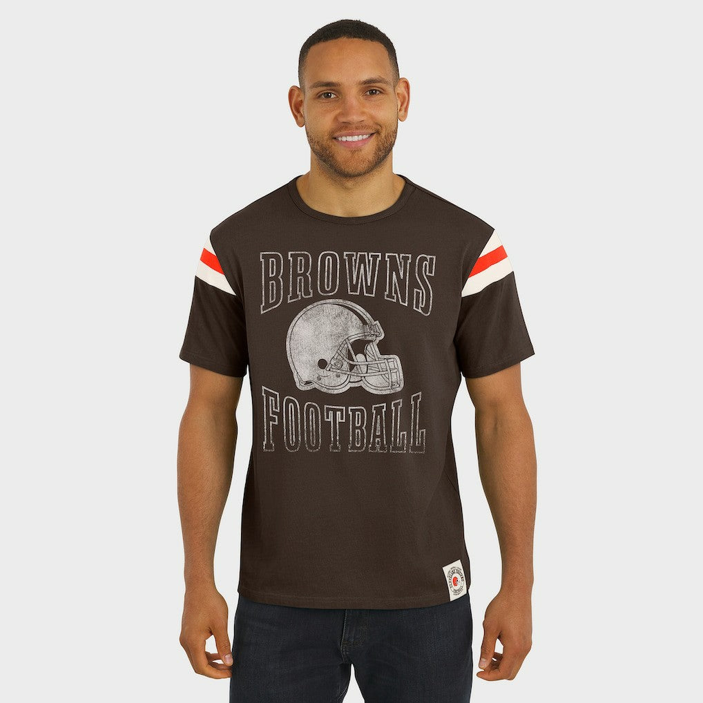 Darius Rucker Collection Football Stripe Sleeve T-Shirt - Cleveland Browns
