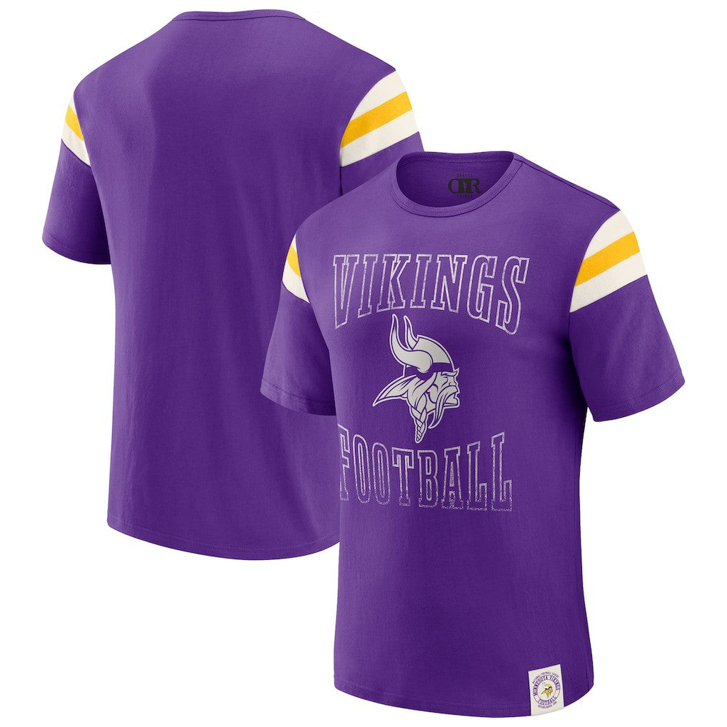 Darius Rucker Collection Football Stripe Sleeve T-Shirt - Minnesota Vikings
