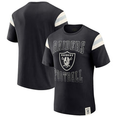 Darius Rucker Collection Football Stripe Sleeve T-Shirt - Las Vegas Raiders