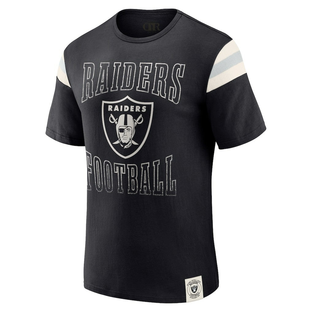 Darius Rucker Collection Football Stripe Sleeve T-Shirt - Las Vegas Raiders