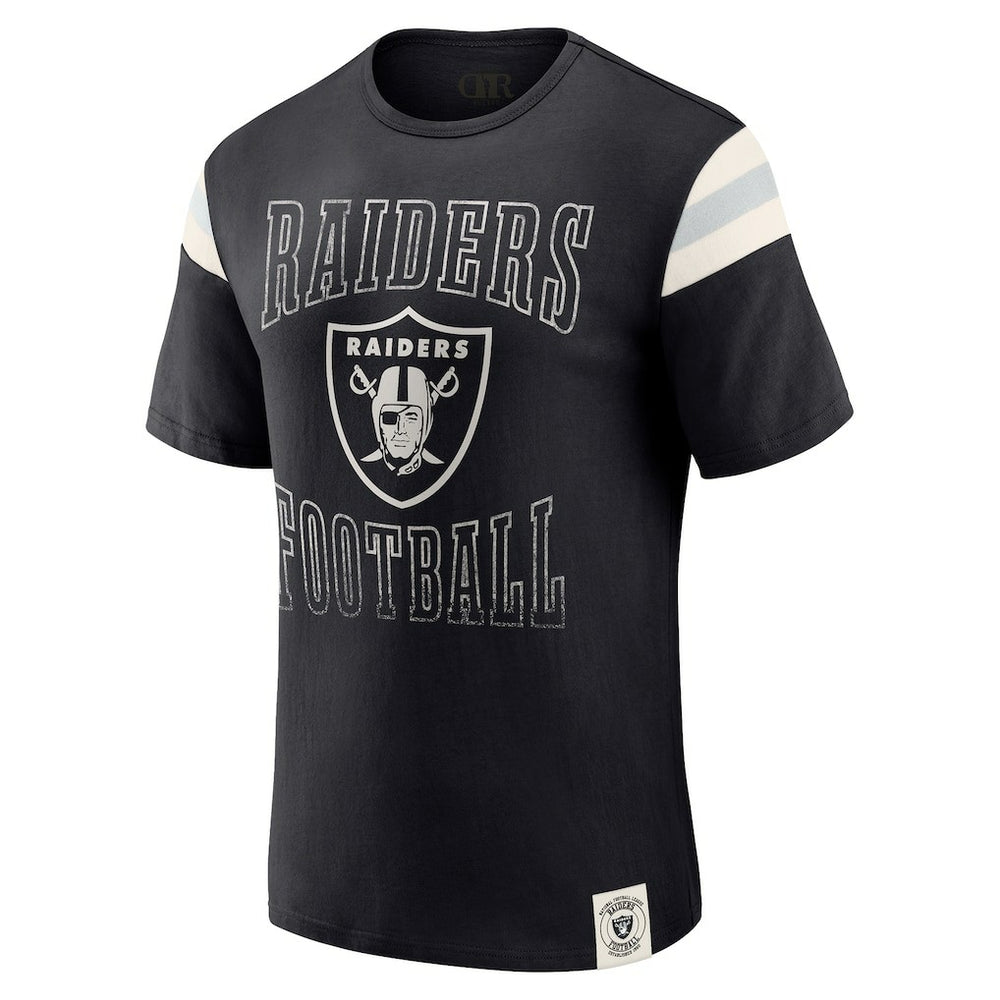 Darius Rucker Collection Football Stripe Sleeve T-Shirt - Las Vegas Raiders