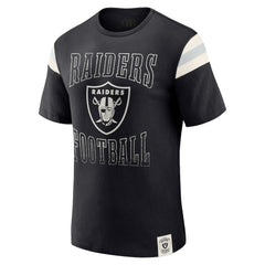 Darius Rucker Collection Football Stripe Sleeve T-Shirt - Las Vegas Raiders