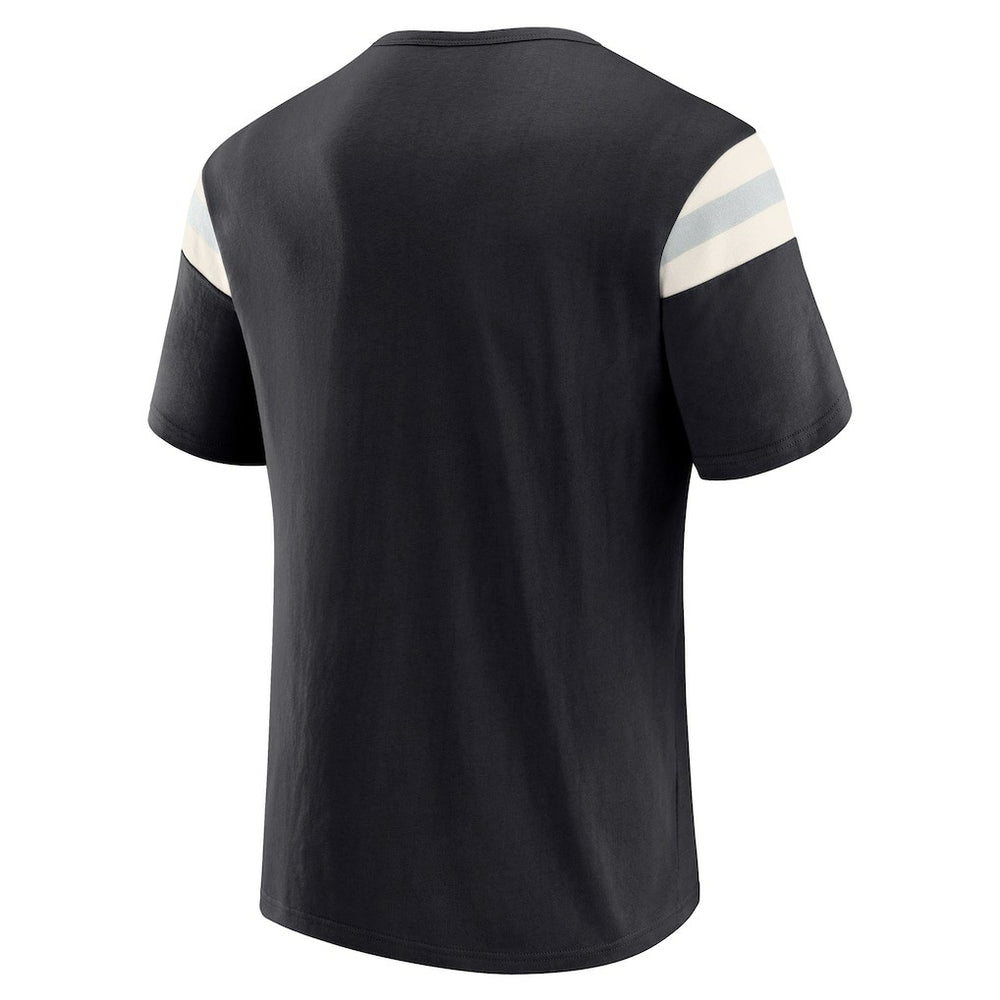 Darius Rucker Collection Football Stripe Sleeve T-Shirt - Las Vegas Raiders