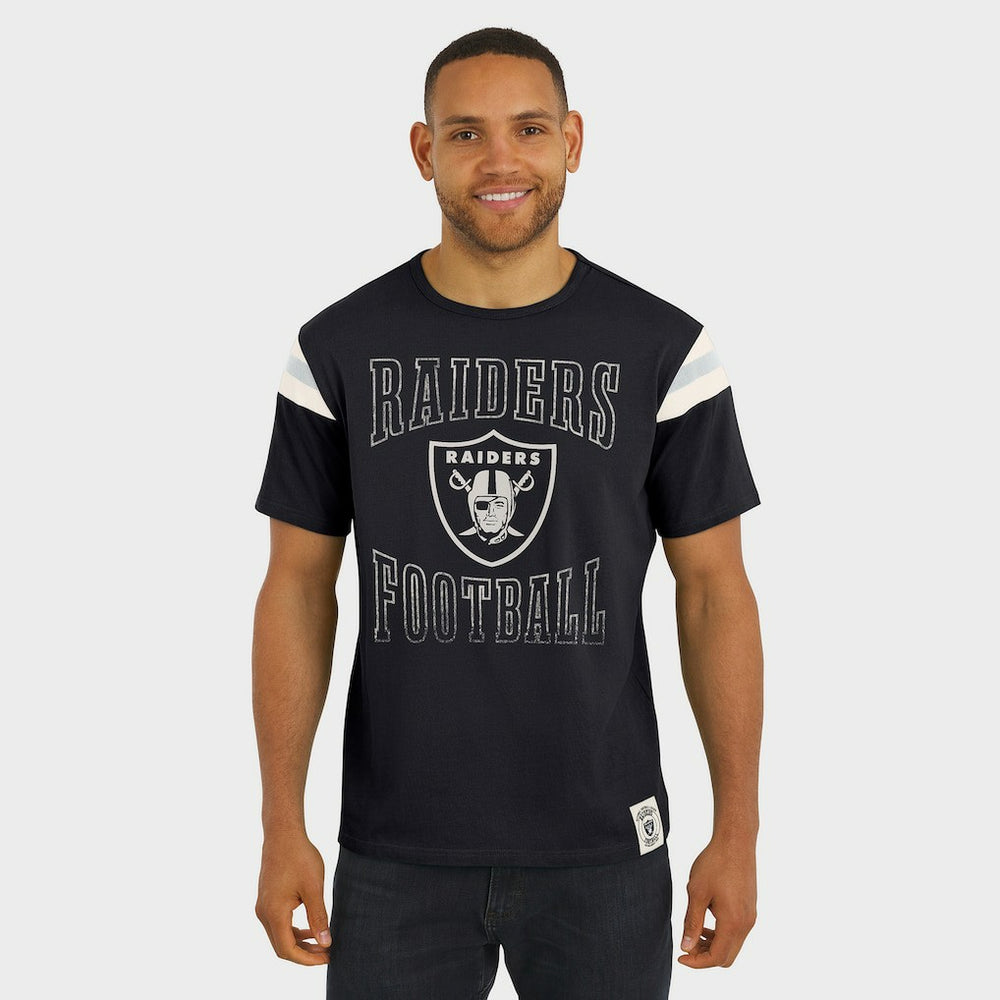 Darius Rucker Collection Football Stripe Sleeve T-Shirt - Las Vegas Raiders