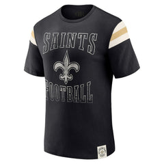 Darius Rucker Collection Football Stripe Sleeve T-Shirt - New Orleans Saints
