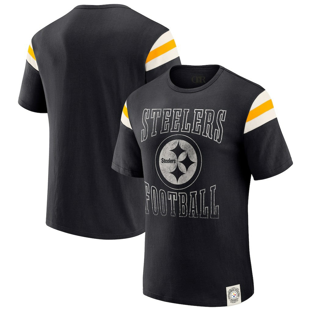 Darius Rucker Collection Football Stripe Sleeve T-Shirt - Pittsburgh Steelers