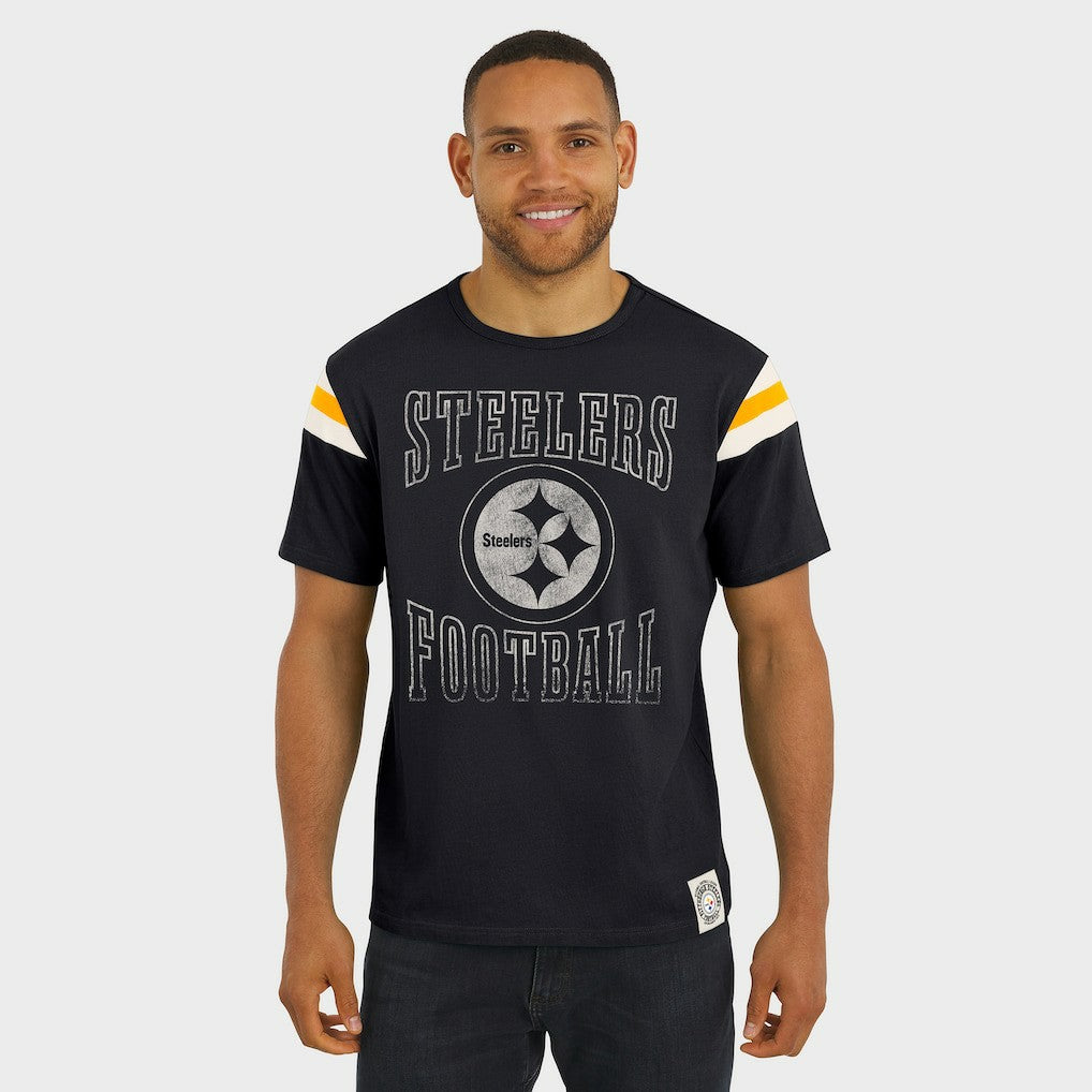 Darius Rucker Collection Football Stripe Sleeve T-Shirt - Pittsburgh Steelers