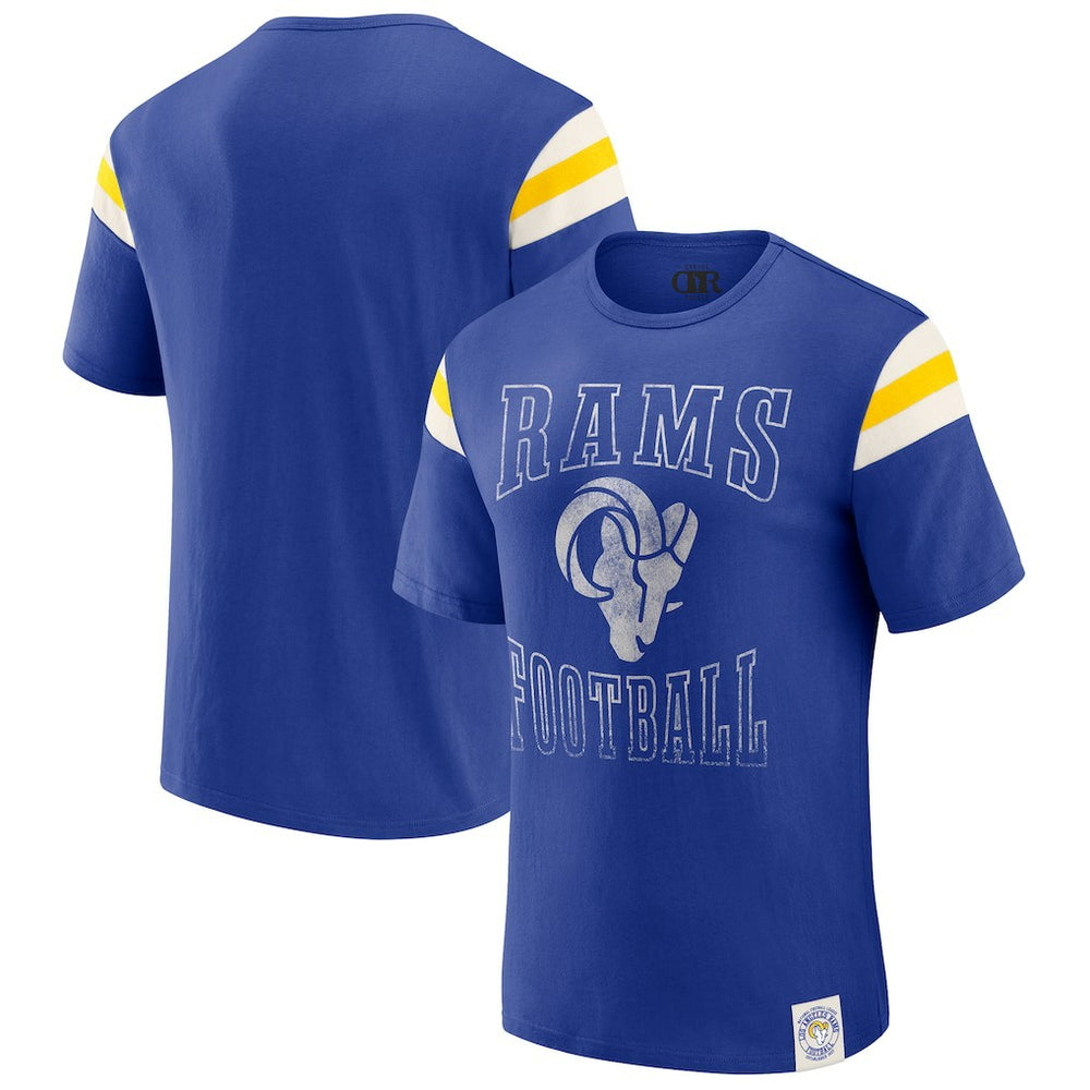 Darius Rucker Collection Football Stripe Sleeve T-Shirt - Los Angeles Rams